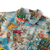 Surfing Tiki Mask Hawaii Shirt, Tiki Aloha Tiki Mask Pattern Hawaiian Shirt